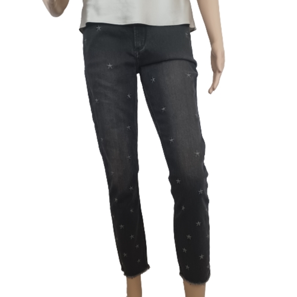 Abercrombie & Fitch Ankle High-rise Black Star Embroidered Cropped Jeans - Picture 3 of 16